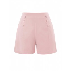 Pink  Button Solid Shorts