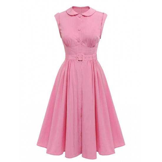 Pink Doll Collar Solid Dress Pink Doll Collar Solid Dress