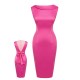 Rose Red Satin Solid Pencil Dress Rose Red Satin Solid Pencil Dress