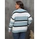Plus Size Yarn-Dyed Jacquard Striped Sweater Plus Size Yarn-Dyed Jacquard Striped Sweater