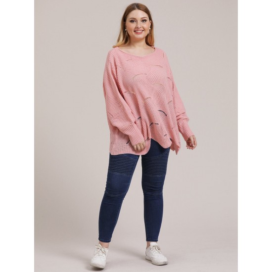 Plus Size Round Neck Cutout Sweater Plus Size Round Neck Cutout Sweater