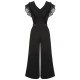 Black Muslin Patchwork Belted Jumpsuit Black Muslin Patchwork Belted Jumpsuit