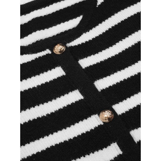 Black & White Stripe Knitted Cardigan Black & White Stripe Knitted Cardigan