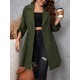 Plus Size Army Green Solid Lapel Coat Plus Size Army Green Solid Lapel Coat