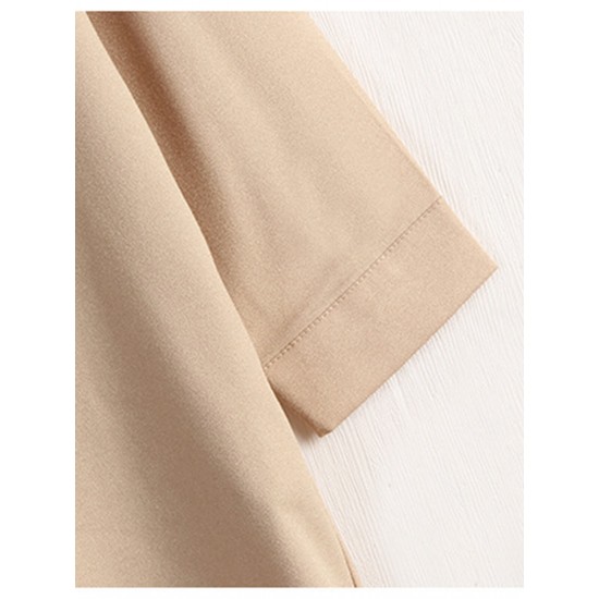 Plus Size Beige Lapel Cardigan Long Sleeve Trench Coat Plus Size Beige Lapel Cardigan Long Sleeve Trench Coat