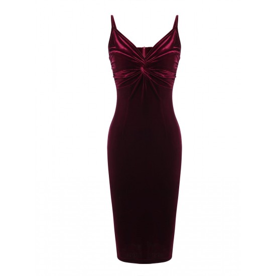 2PCS Wine Red Velvet Bodycon Dress 2PCS Wine Red Velvet Bodycon Dress