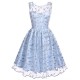 Blue Floral Embroidery Lace Dress Blue Floral Embroidery Lace Dress