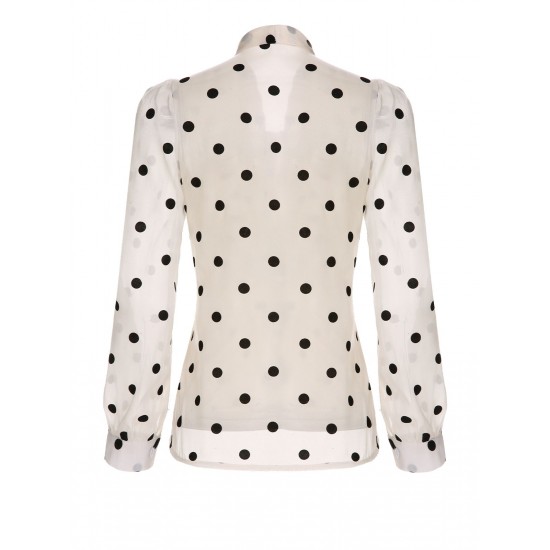 Beige Polka Dot Bow Blouse Beige Polka Dot Bow Blouse