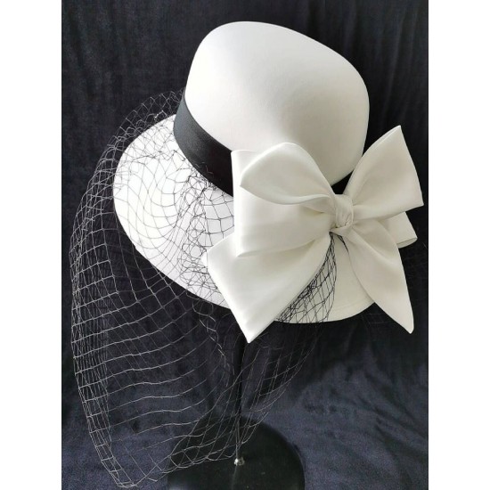 White Bowknot Mesh Solid Hat White Bowknot Mesh Solid Hat