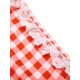 2PCS Plaid Lace Patchwork Swimsuit 2PCS Plaid Lace Patchwork Swimsuit