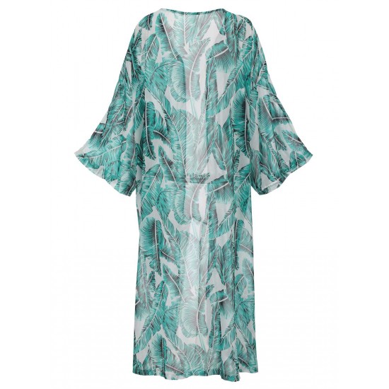 Green Chiffon Floral Cover Up Green Chiffon Floral Cover Up