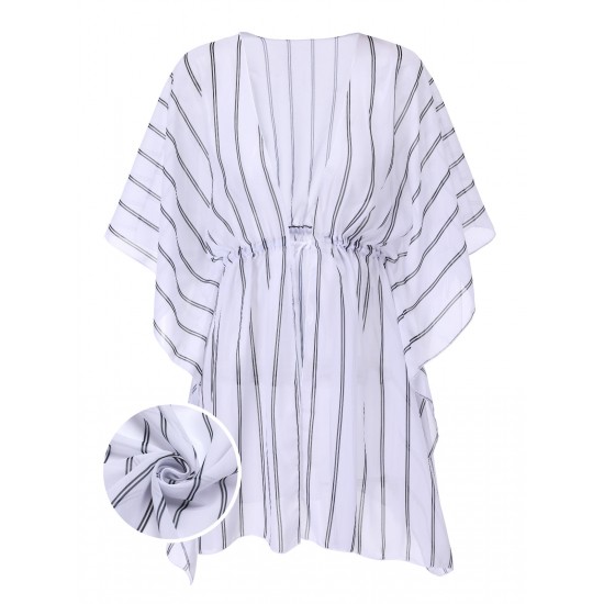 Striped Beach Sun Chiffon Blouse Cover-Up Striped Beach Sun Chiffon Blouse Cover-Up